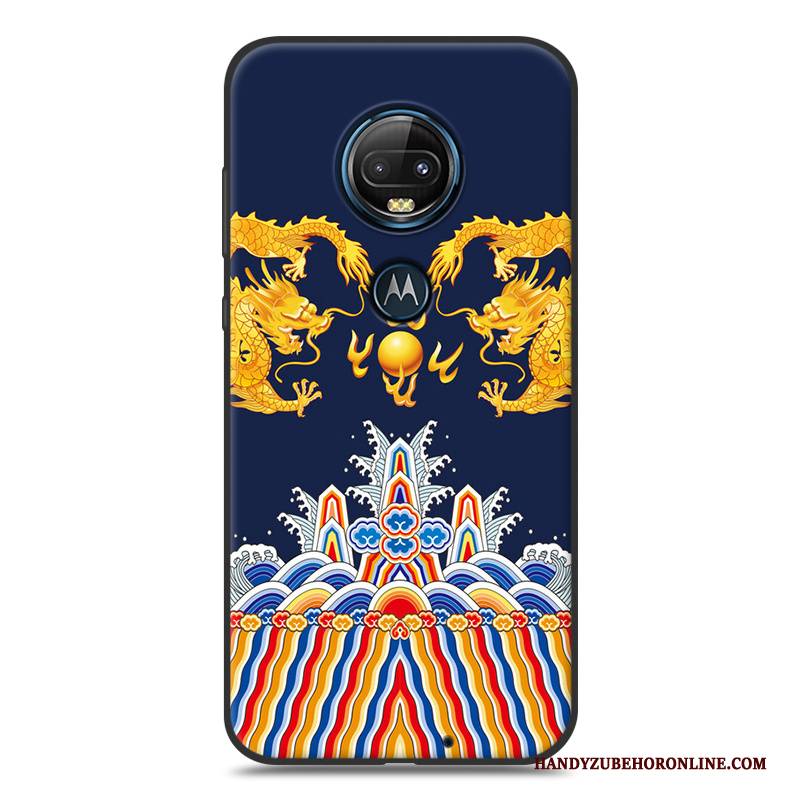 Hülle Moto G7 Karikatur Gelb Nubuck, Case Moto G7 Silikon Handyhüllen Schwarz