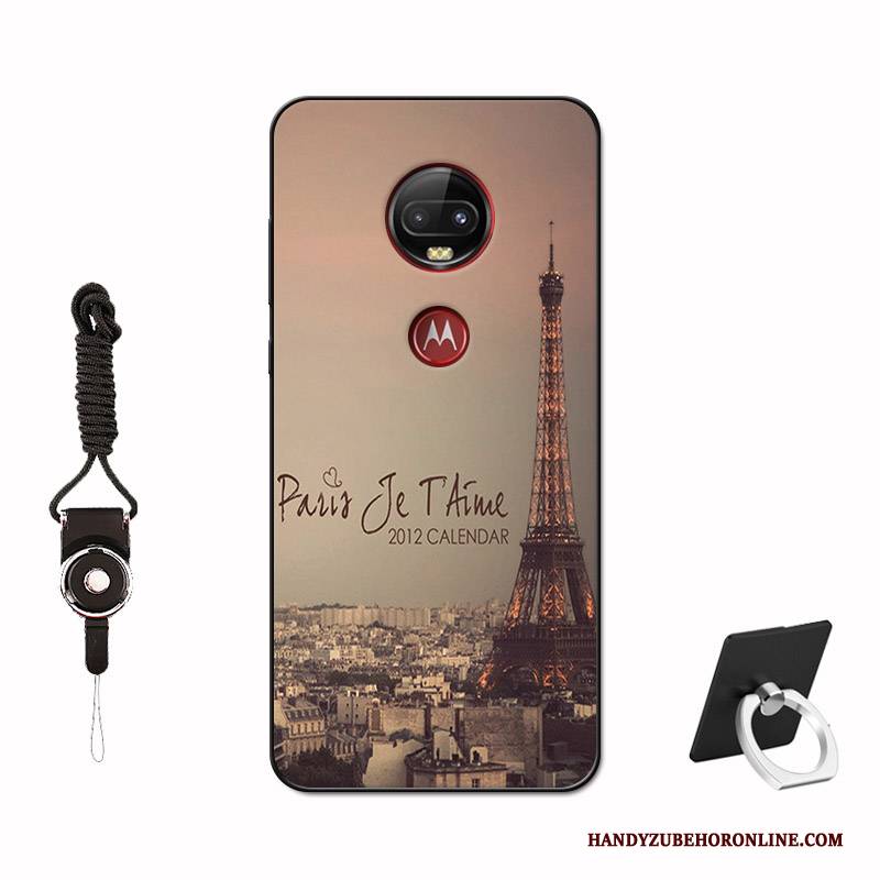 Hülle Moto G7 Plus Silikon Temperieren Liebhaber, Case Moto G7 Plus Taschen Einfach Anti-sturz