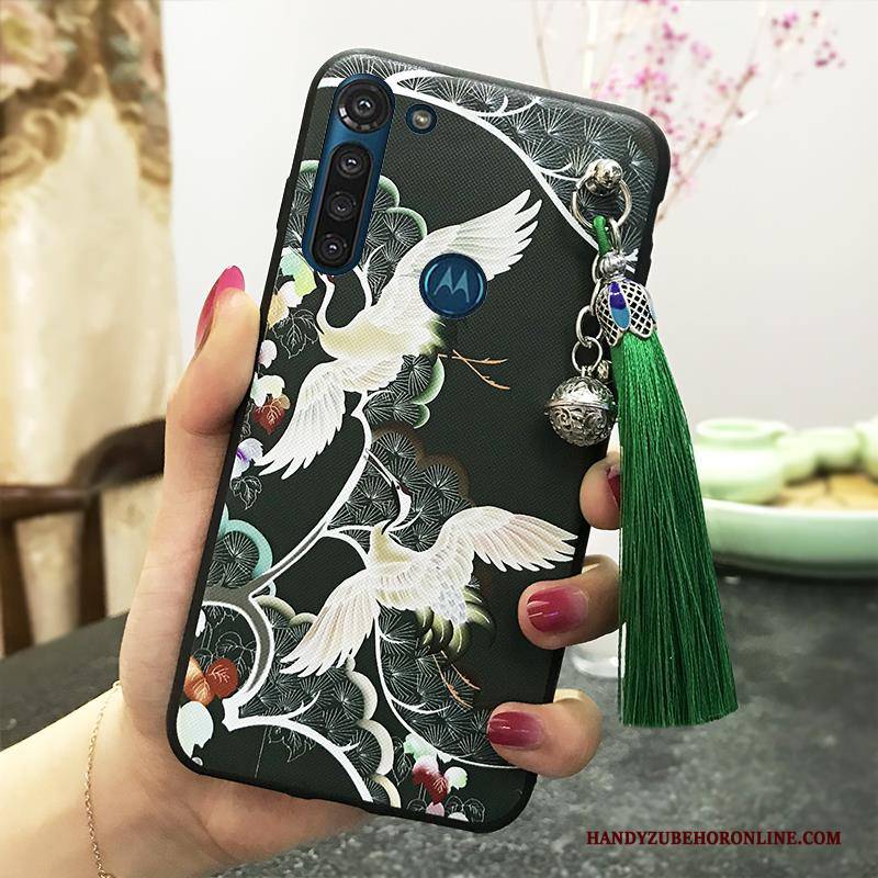 Hülle Moto G8 Power Halterung Quaste Handyhüllen, Case Moto G8 Power Retro Rosa Hängende Verzierungen