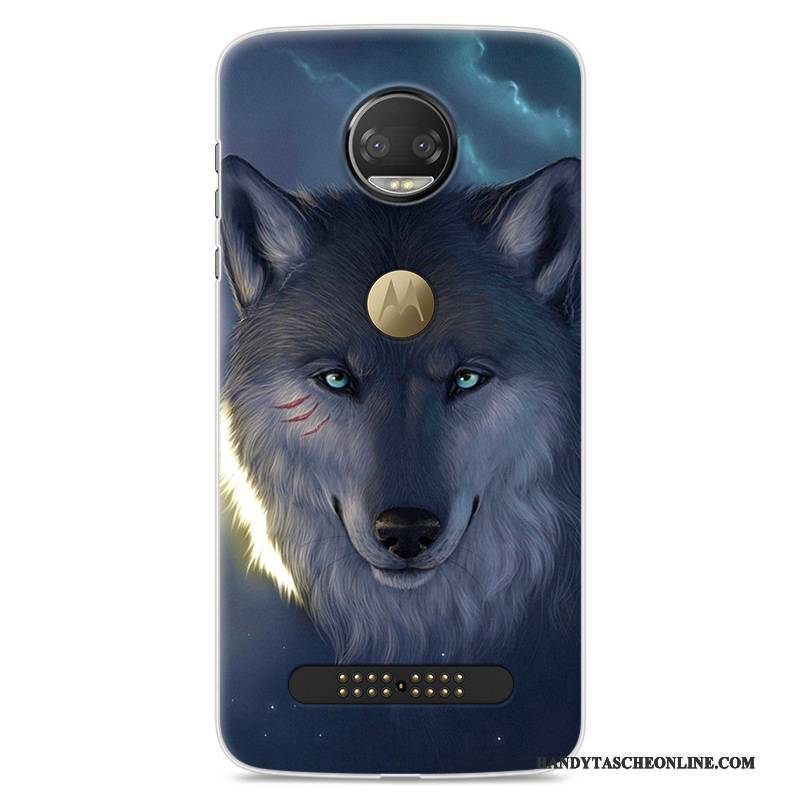 Hülle Moto Z2 Force Edition Karikatur Blau Anti-sturz, Case Moto Z2 Force Edition Schutz Handyhüllen