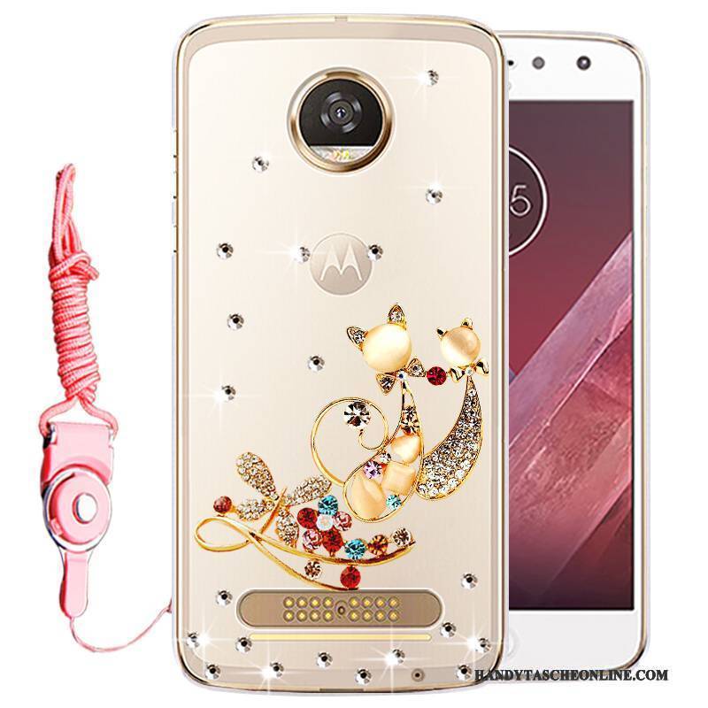 Hülle Moto Z2 Play Strass Gold Handyhüllen, Case Moto Z2 Play Schutz