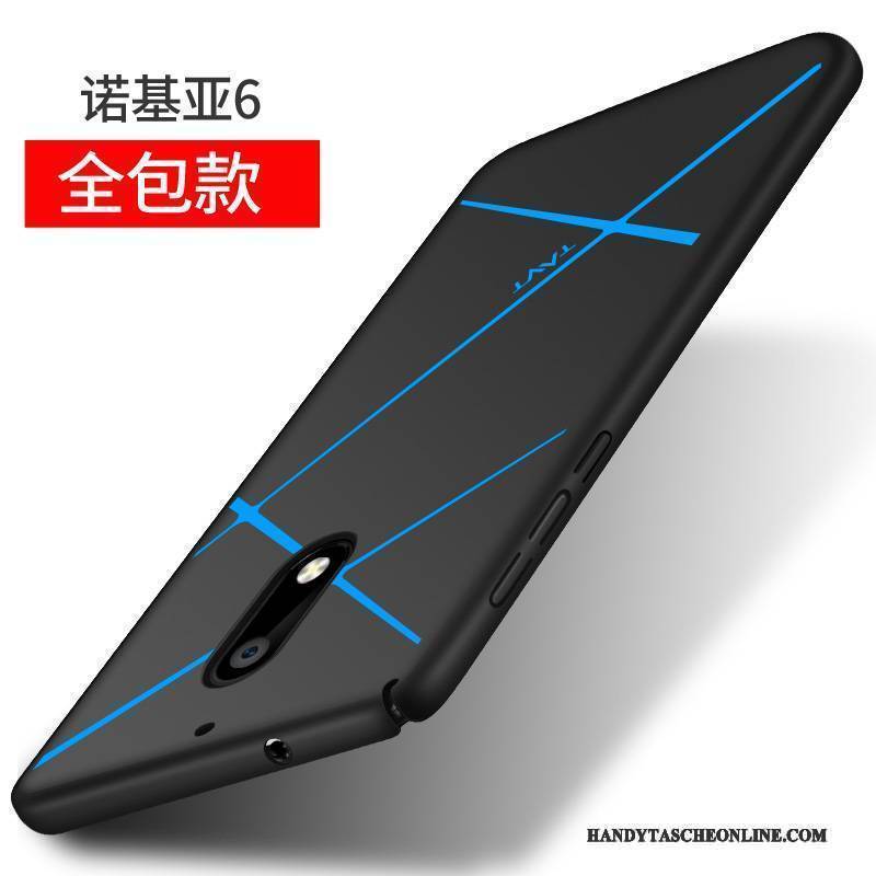 Hülle Nokia 6 Taschen Nubuck Persönlichkeit, Case Nokia 6 Schutz Handyhüllen Schwarz