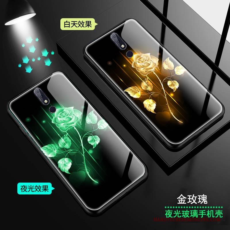 Hülle Nokia 7.1 Grün Leuchtende, Case Nokia 7.1 Trend Blumen