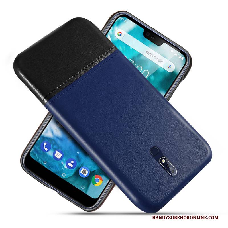 Hülle Nokia 7.1 Leder Neu Anti-sturz, Case Nokia 7.1 Schutz Qualität Blau