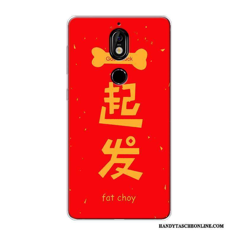 Hülle Nokia 7 Taschen Rot Reichtum, Case Nokia 7 Silikon Nubuck Katzen