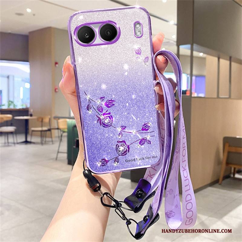 Hülle Oneplus Nord 4 Handyhülle Strass- Und Paillettenring Mit Lanyard