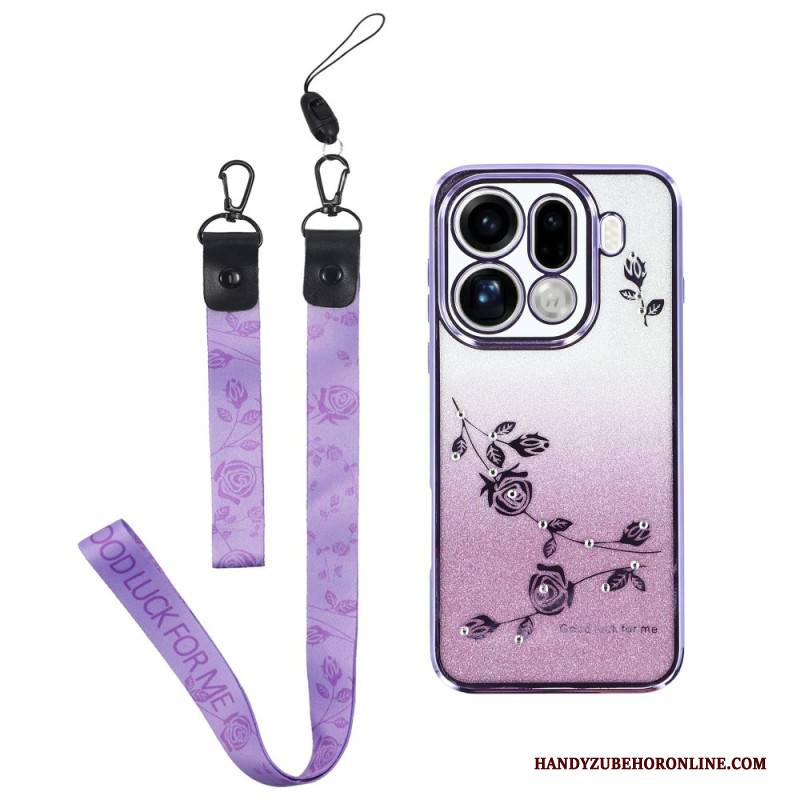 Hülle Oppo Find X9 Pro 5g Riemchen Mit Blumen Und Strasssteinen