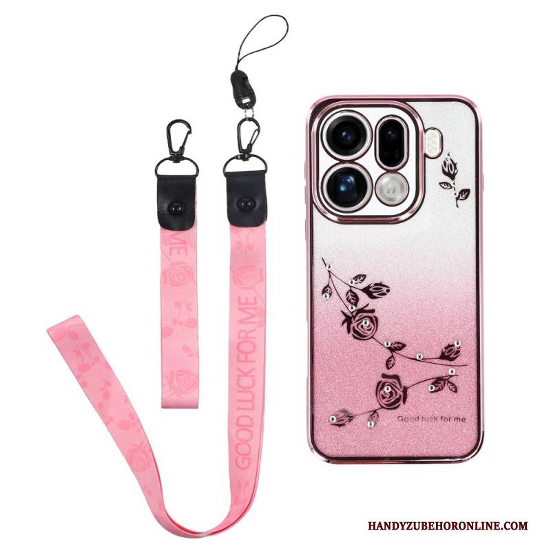 Hülle Oppo Find X9 Pro 5g Riemchen Mit Blumen Und Strasssteinen