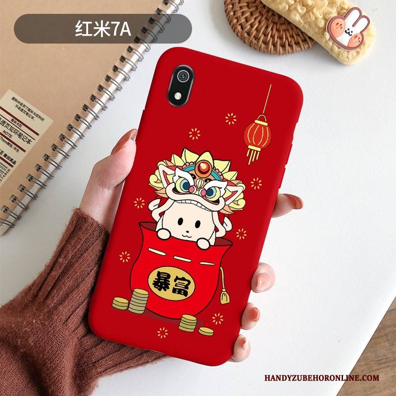Hülle Redmi 7a Kreativ Chinesische Art Rot, Case Redmi 7a Weiche Groß Handyhüllen