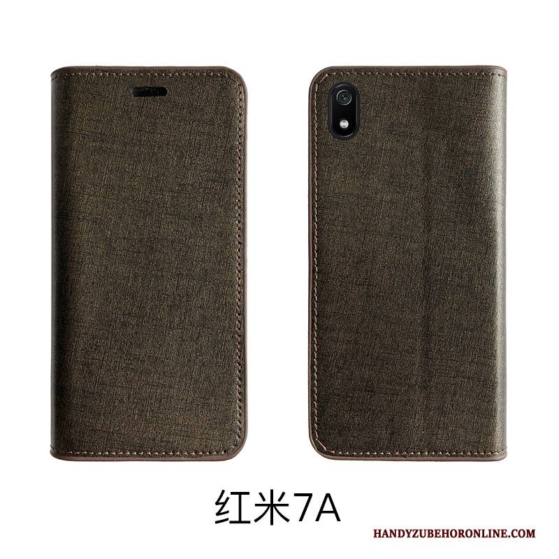 Hülle Redmi 7a Luxus Schwarz Handyhüllen, Case Redmi 7a Leder Rot Mini