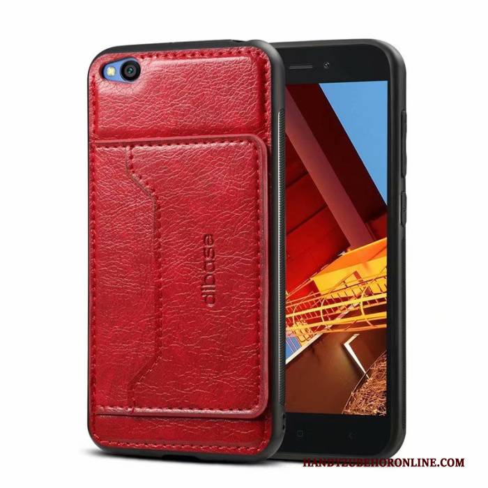 Hülle Redmi Go Leder Rot Muster, Case Redmi Go Schutz Karte Überzug