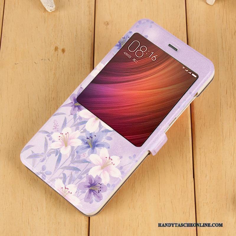 Hülle Redmi Note 4x Lederhülle Mesh Handyhüllen, Case Redmi Note 4x Folio Anti-sturz Rot