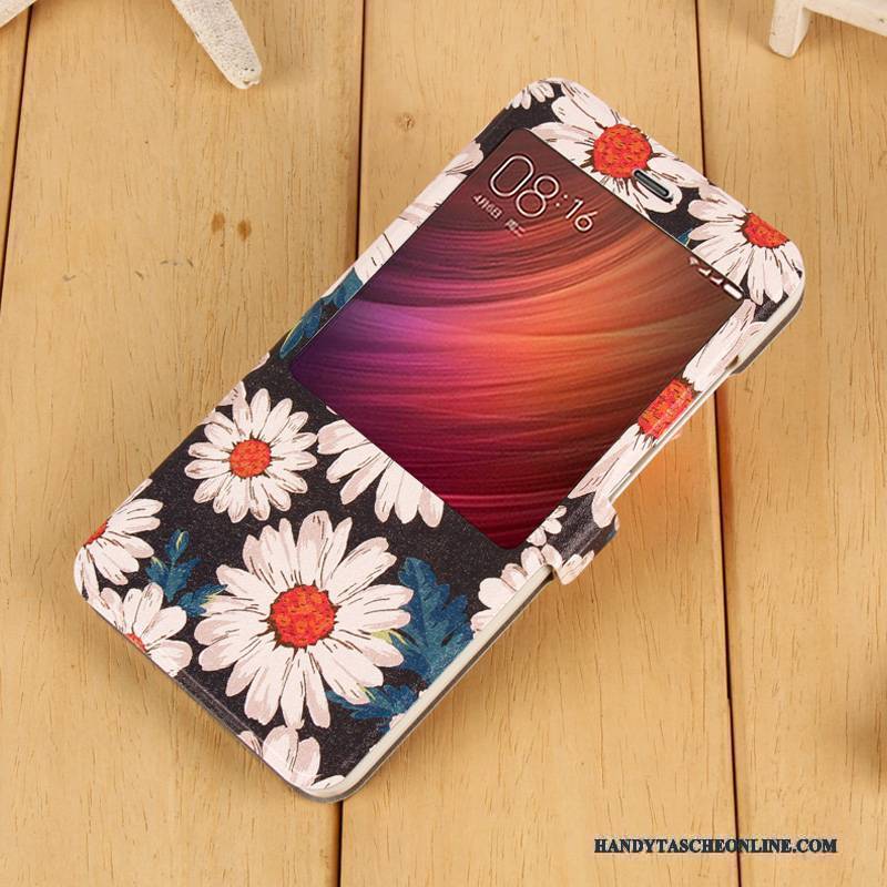 Hülle Redmi Note 4x Lederhülle Mesh Handyhüllen, Case Redmi Note 4x Folio Anti-sturz Rot