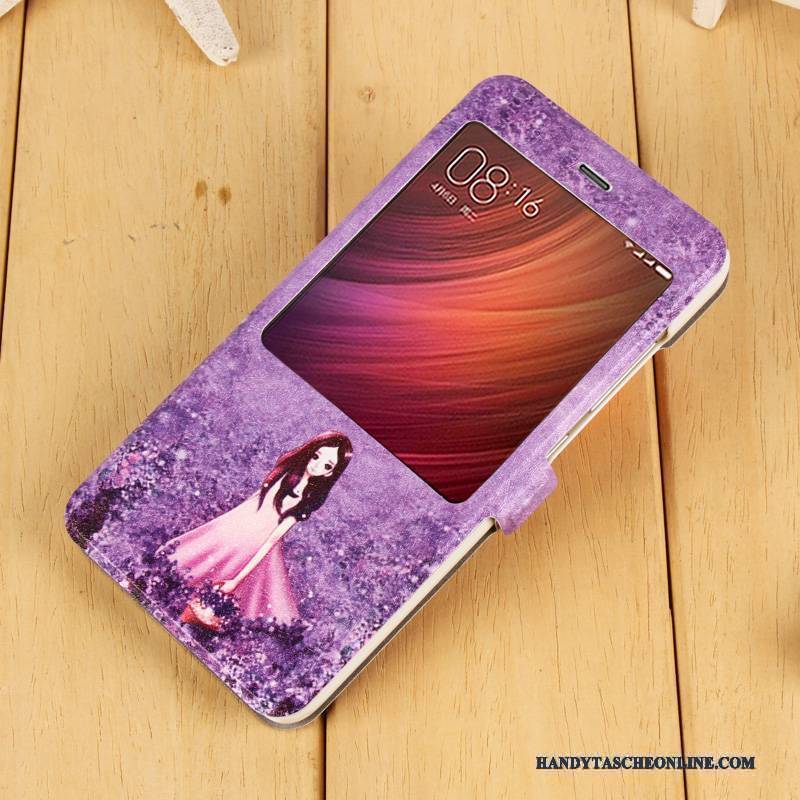 Hülle Redmi Note 4x Lederhülle Mesh Handyhüllen, Case Redmi Note 4x Folio Anti-sturz Rot