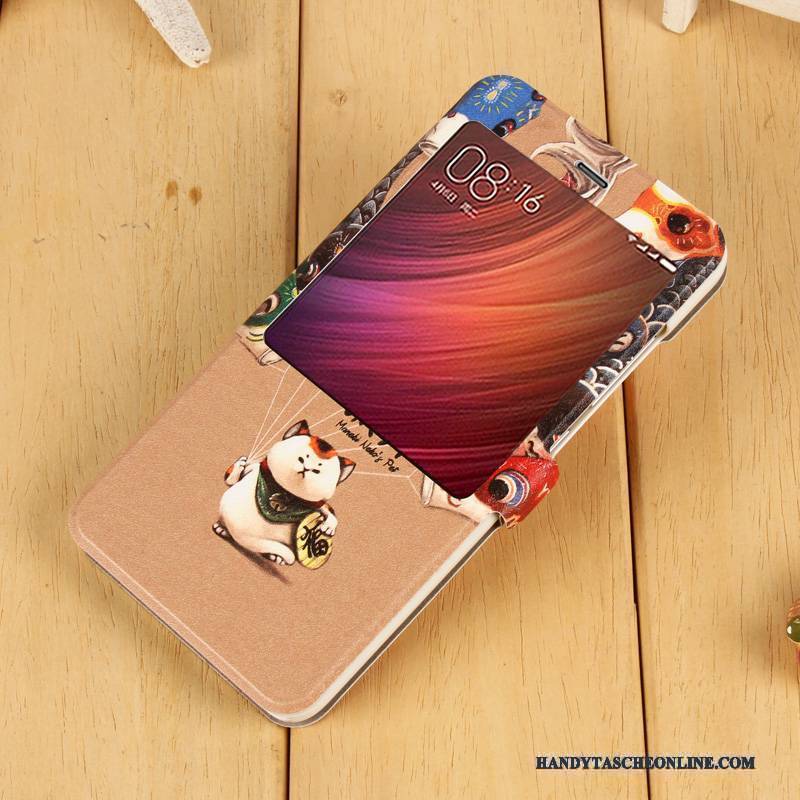 Hülle Redmi Note 4x Lederhülle Mesh Handyhüllen, Case Redmi Note 4x Folio Anti-sturz Rot
