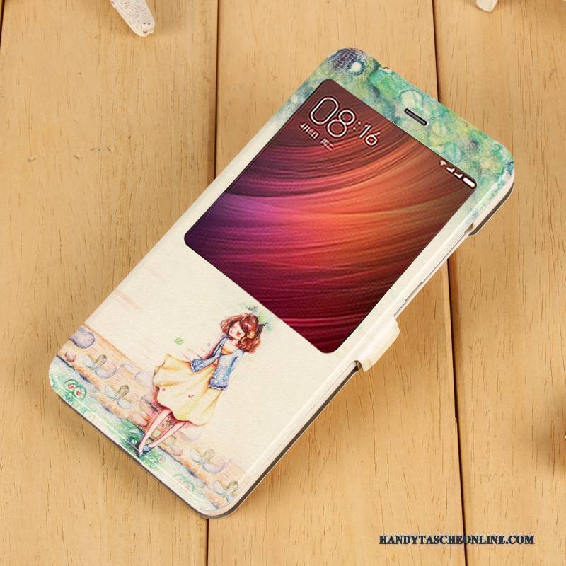 Hülle Redmi Note 4x Lederhülle Mesh Handyhüllen, Case Redmi Note 4x Folio Anti-sturz Rot
