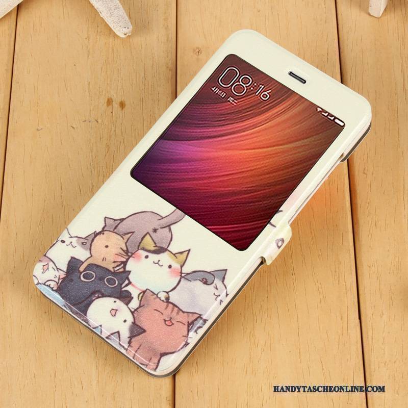 Hülle Redmi Note 4x Lederhülle Mesh Handyhüllen, Case Redmi Note 4x Folio Anti-sturz Rot
