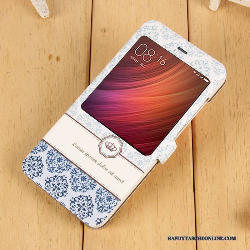 Hülle Redmi Note 4x Lederhülle Mesh Handyhüllen, Case Redmi Note 4x Folio Anti-sturz Rot