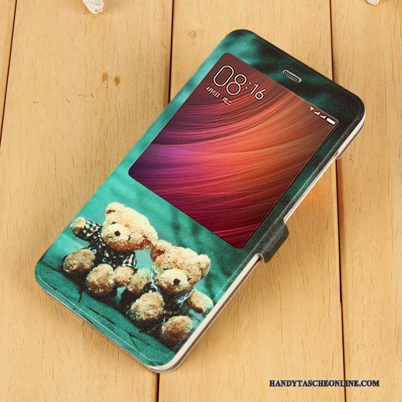 Hülle Redmi Note 4x Lederhülle Mesh Handyhüllen, Case Redmi Note 4x Folio Anti-sturz Rot
