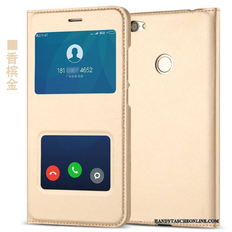 Hülle Redmi Note 5a Schutz Handyhüllen Rot, Case Redmi Note 5a Lederhülle Anti-sturz Rosa