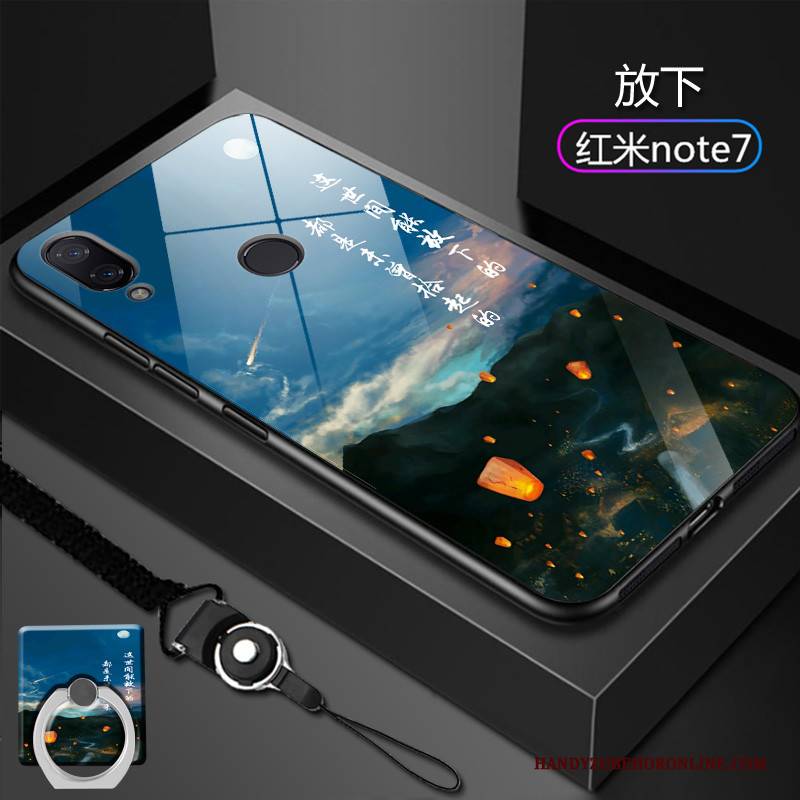 Hülle Redmi Note 7 Kreativ Anti-sturz Grün, Case Redmi Note 7 Taschen Muster Gehärtetes Glas