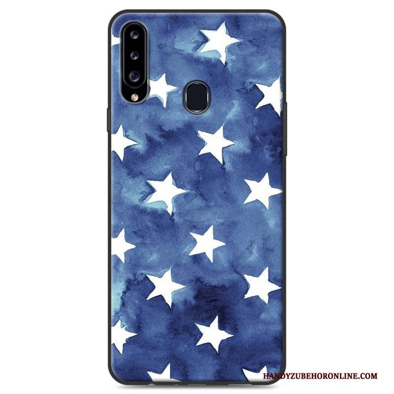 Hülle Samsung Galaxy A20s Gemalt Einfach Blau, Case Samsung Galaxy A20s Schutz Handyhüllen Landschaft