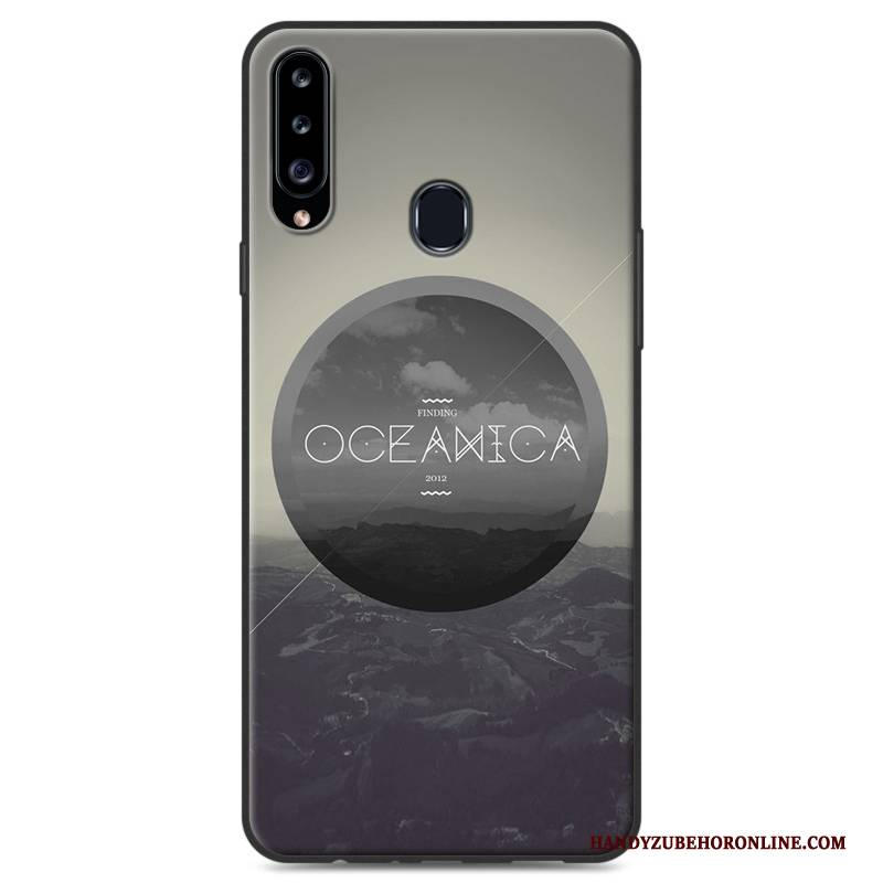 Hülle Samsung Galaxy A20s Gemalt Einfach Blau, Case Samsung Galaxy A20s Schutz Handyhüllen Landschaft