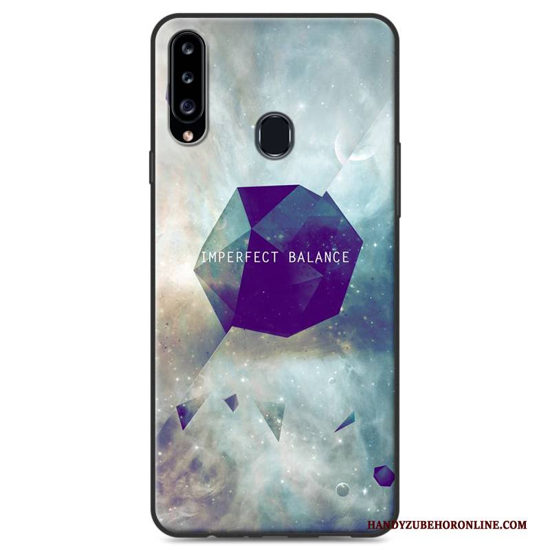 Hülle Samsung Galaxy A20s Gemalt Einfach Blau, Case Samsung Galaxy A20s Schutz Handyhüllen Landschaft