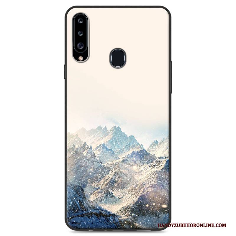 Hülle Samsung Galaxy A20s Gemalt Einfach Blau, Case Samsung Galaxy A20s Schutz Handyhüllen Landschaft