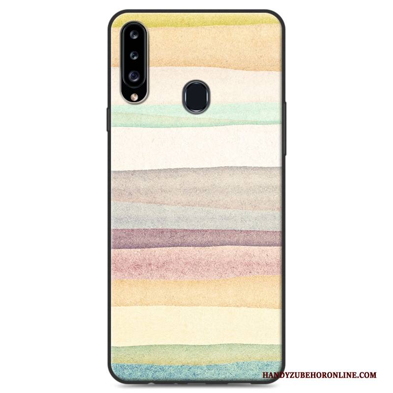 Hülle Samsung Galaxy A20s Gemalt Einfach Blau, Case Samsung Galaxy A20s Schutz Handyhüllen Landschaft
