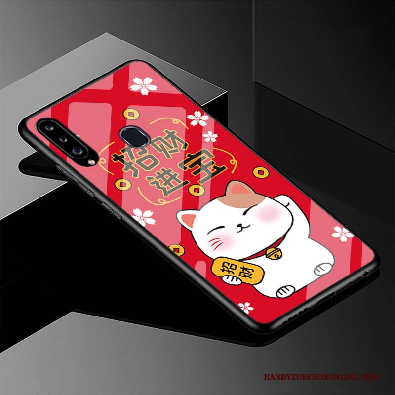 Hülle Samsung Galaxy A20s Schutz Rot Handyhüllen, Case Samsung Galaxy A20s Schwer Glas