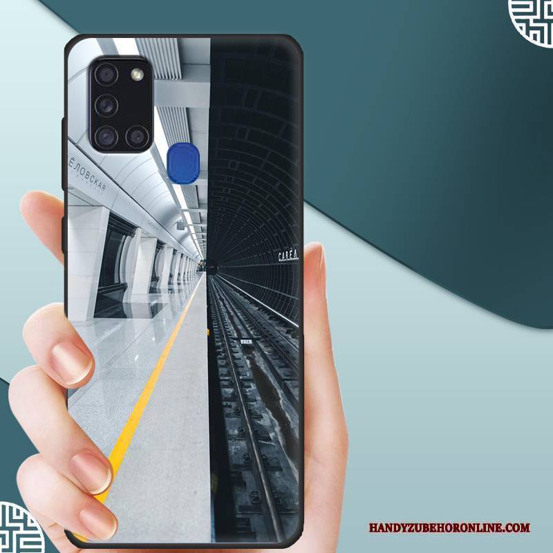 Hülle Samsung Galaxy A21s Silikon Angepasst Nubuck, Case Samsung Galaxy A21s Schutz Membran Temperieren