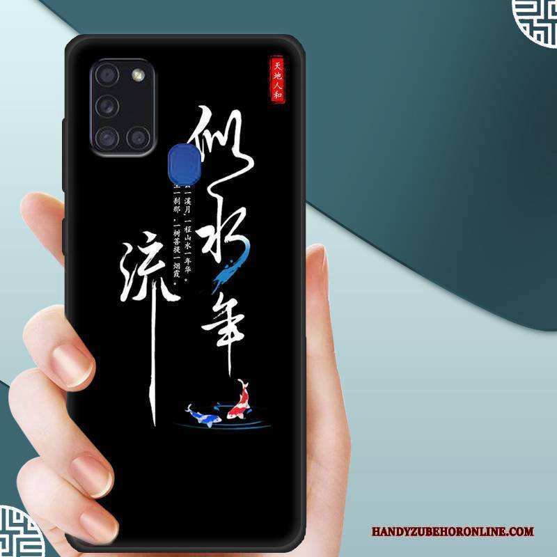 Hülle Samsung Galaxy A21s Silikon Angepasst Nubuck, Case Samsung Galaxy A21s Schutz Membran Temperieren