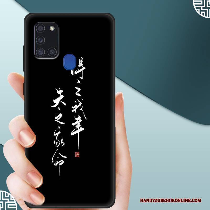 Hülle Samsung Galaxy A21s Silikon Angepasst Nubuck, Case Samsung Galaxy A21s Schutz Membran Temperieren