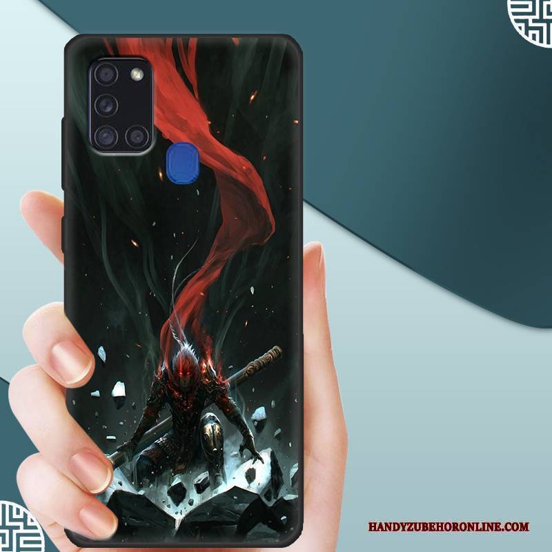 Hülle Samsung Galaxy A21s Silikon Angepasst Nubuck, Case Samsung Galaxy A21s Schutz Membran Temperieren