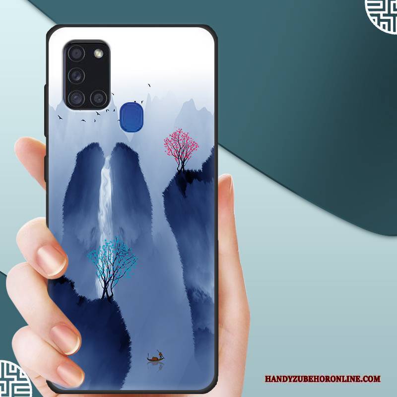 Hülle Samsung Galaxy A21s Silikon Angepasst Nubuck, Case Samsung Galaxy A21s Schutz Membran Temperieren