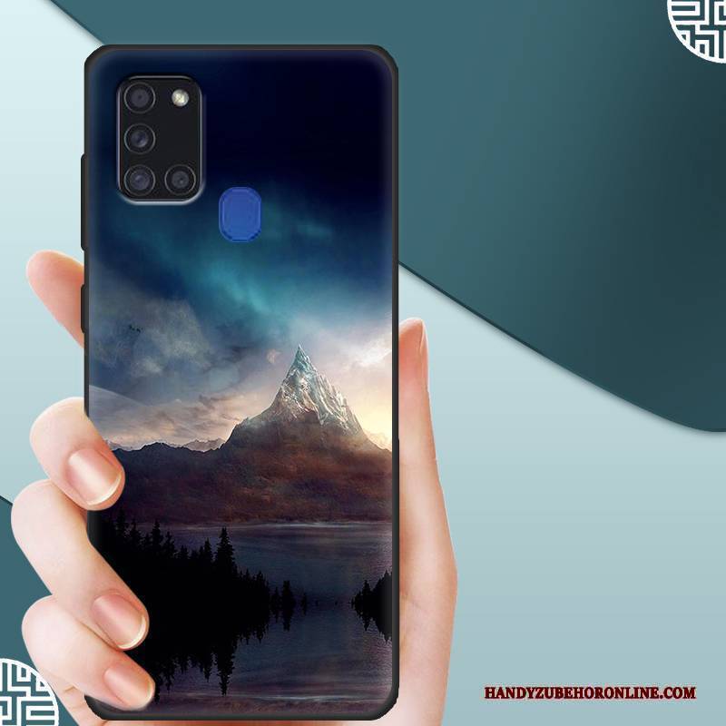 Hülle Samsung Galaxy A21s Silikon Angepasst Nubuck, Case Samsung Galaxy A21s Schutz Membran Temperieren
