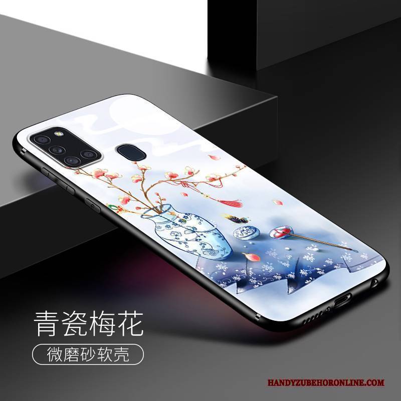 Hülle Samsung Galaxy A21s Weiche Handyhüllen Kunst, Case Samsung Galaxy A21s Silikon Wind Rosa