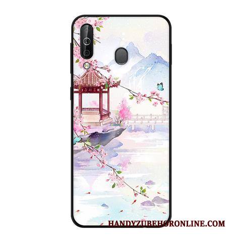 Hülle Samsung Galaxy A40s Weiche Nubuck Schwarz, Case Samsung Galaxy A40s Schutz Wind Rosa