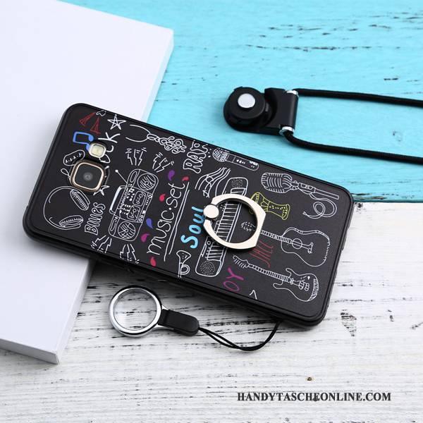 Hülle Samsung Galaxy A5 2016 Silikon Handyhüllen Schwarz, Case Samsung Galaxy A5 2016 Taschen Ring