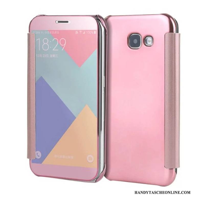 Hülle Samsung Galaxy A5 2017 Schutz Spiegel Handyhüllen, Case Samsung Galaxy A5 2017 Folio Überzug Blau