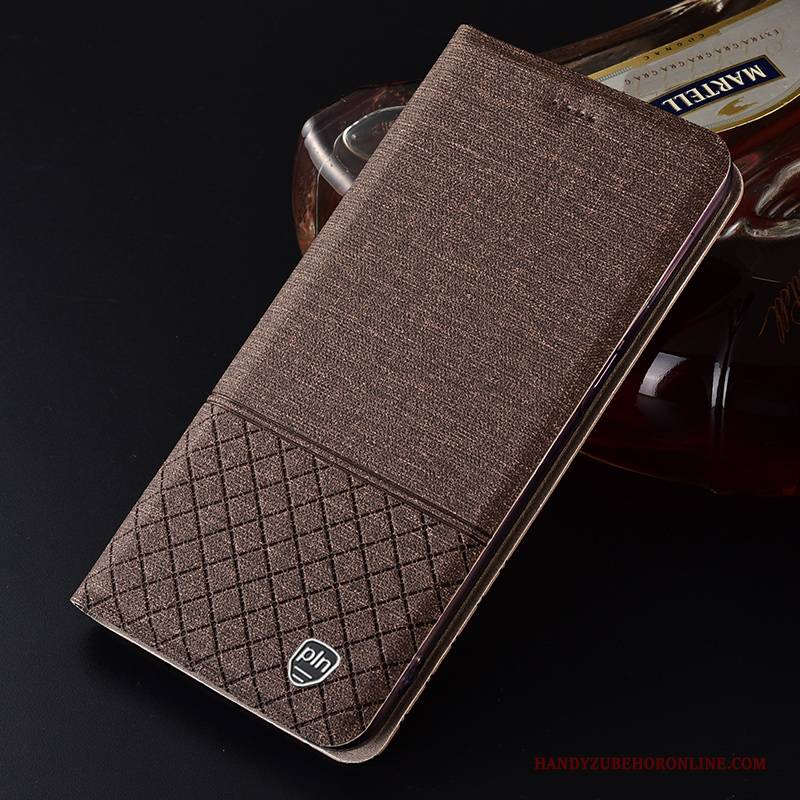 Hülle Samsung Galaxy A51 Lederhülle Baumwolle Und Leinen Grau, Case Samsung Galaxy A51 Taschen Anti-sturz Handyhüllen