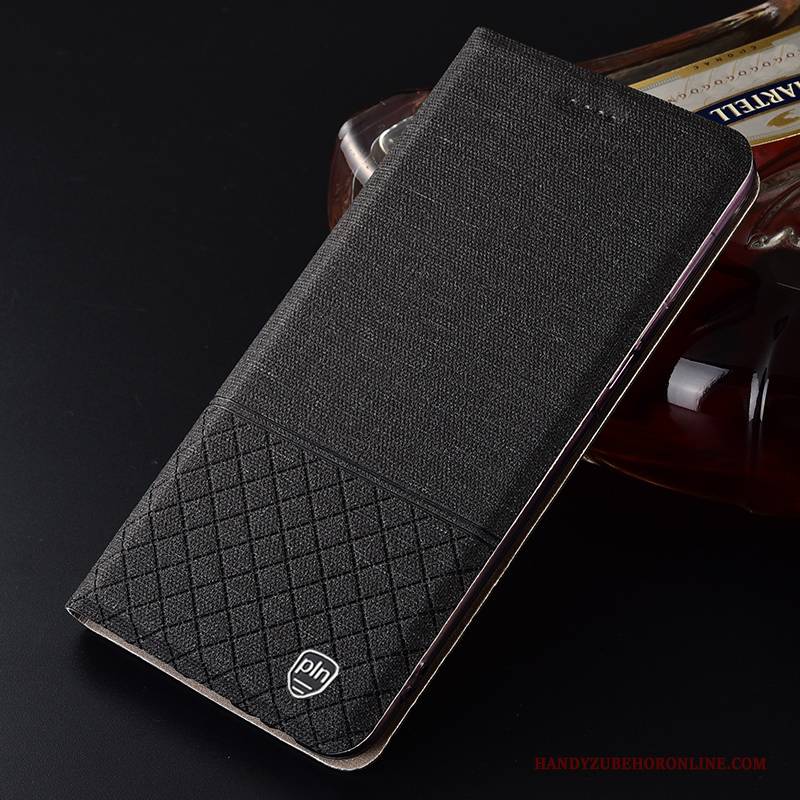 Hülle Samsung Galaxy A51 Lederhülle Baumwolle Und Leinen Grau, Case Samsung Galaxy A51 Taschen Anti-sturz Handyhüllen