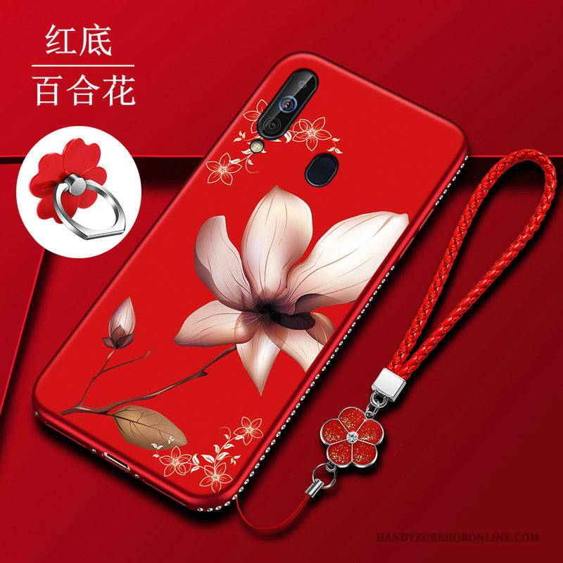Hülle Samsung Galaxy A60 Silikon Nubuck Schlank, Case Samsung Galaxy A60 Taschen Anti-sturz Blumen