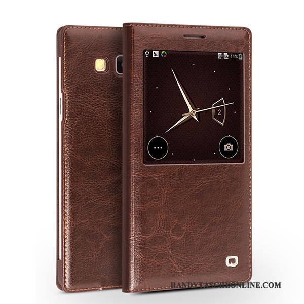 Hülle Samsung Galaxy A7 2015 Folio Rot Business, Case Samsung Galaxy A7 2015 Leder Dünne Handyhüllen