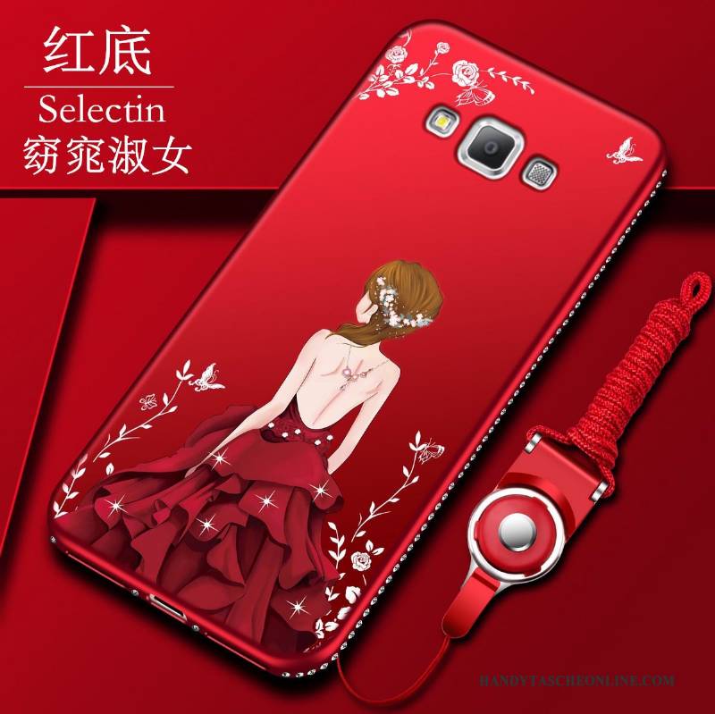 Hülle Samsung Galaxy A7 2015 Silikon Groß Rot, Case Samsung Galaxy A7 2015 Weiche Nubuck Handyhüllen