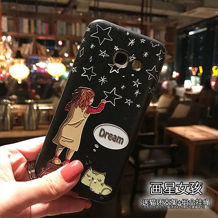 Hülle Samsung Galaxy A7 2017 Silikon Nubuck Schwarz, Case Samsung Galaxy A7 2017 Halterung Handyhüllen