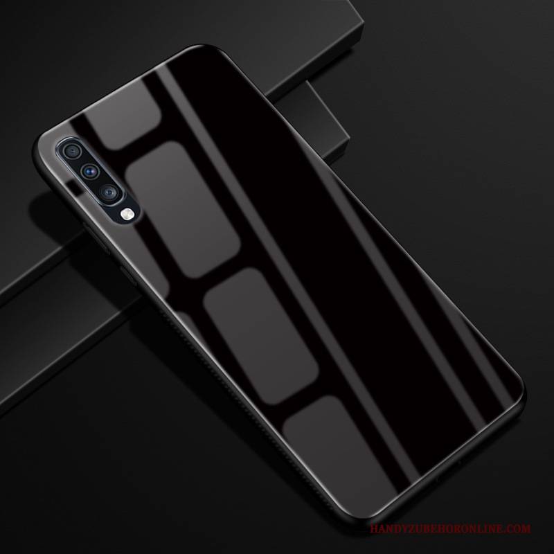 Hülle Samsung Galaxy A70 Silikon Anti-sturz Schwarz, Case Samsung Galaxy A70 Weiche Glas Handyhüllen