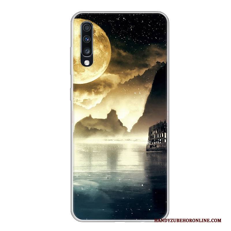 Hülle Samsung Galaxy A70 Silikon Schwarz Handyhüllen, Case Samsung Galaxy A70 Weiche Weiß Anti-sturz
