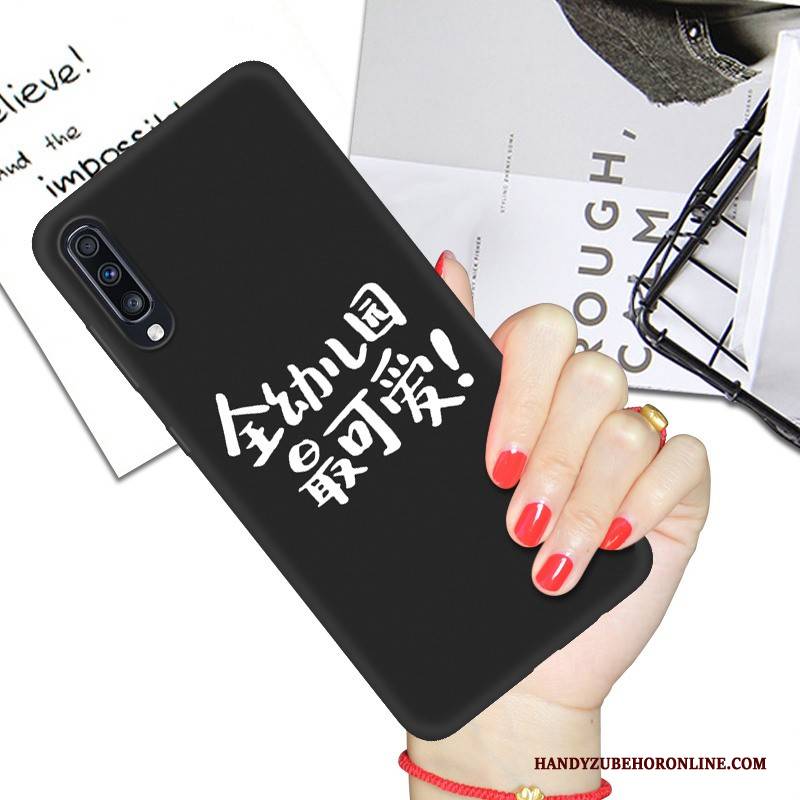 Hülle Samsung Galaxy A70 Weiche Persönlichkeit Handyhüllen, Case Samsung Galaxy A70 Karikatur Schwarz Netto Rot